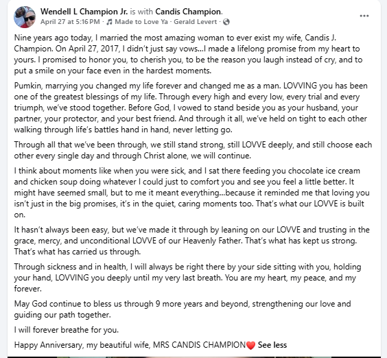 HORRIFIC: The final social media status written by killer Wendell Champion before murdering hero Samaritan Eddie Ray Hill Jr. in the Texarkana Aluminum parking lot; the true dark motive of the violence was rooted in these terrifying words
