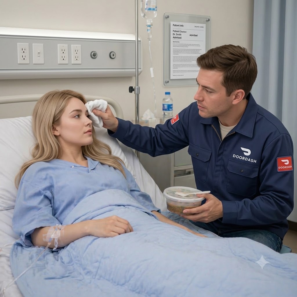The Hospitalized Woman with No Visitors, Only a Delivery Driver Stays to Care For Her, and She Is Shocked to Learn His True Identity