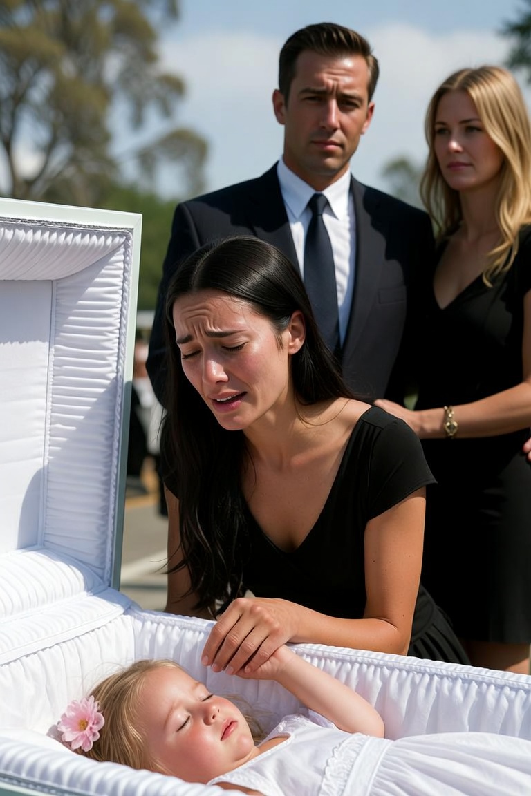 At the funeral of their 5-year-old daughter, the husband walked in holding his mistress’s hand; instead of blowing up in anger, the wife offered her congratulations, and then…