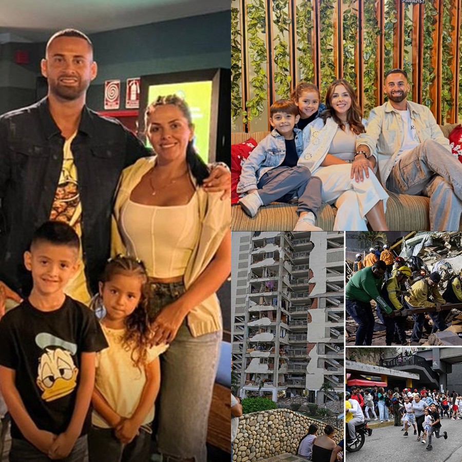 Venezuelan soccer player COLLAPSES weeping before a massive pile of concrete rubble, where his beautiful wife and 2 angelic children were buried by an earthquake unprecedented in 100 years; words cannot describe the pain when he found them deceased.