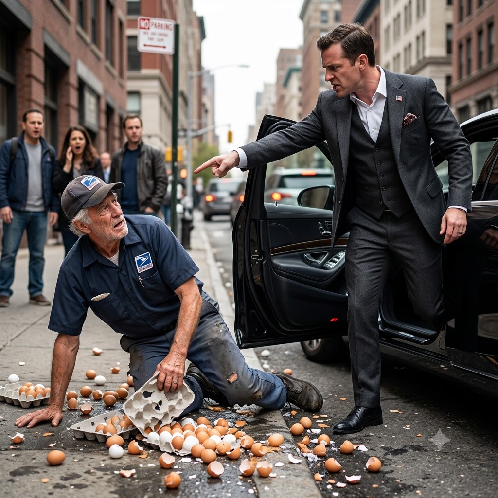 After crashing his luxury car into an old man’s cart and leaving eggs splattered everywhere, the arrogant director sneered, ‘How much for this pile of rotten eggs?’ Exactly three days later, he was stripped of his title.