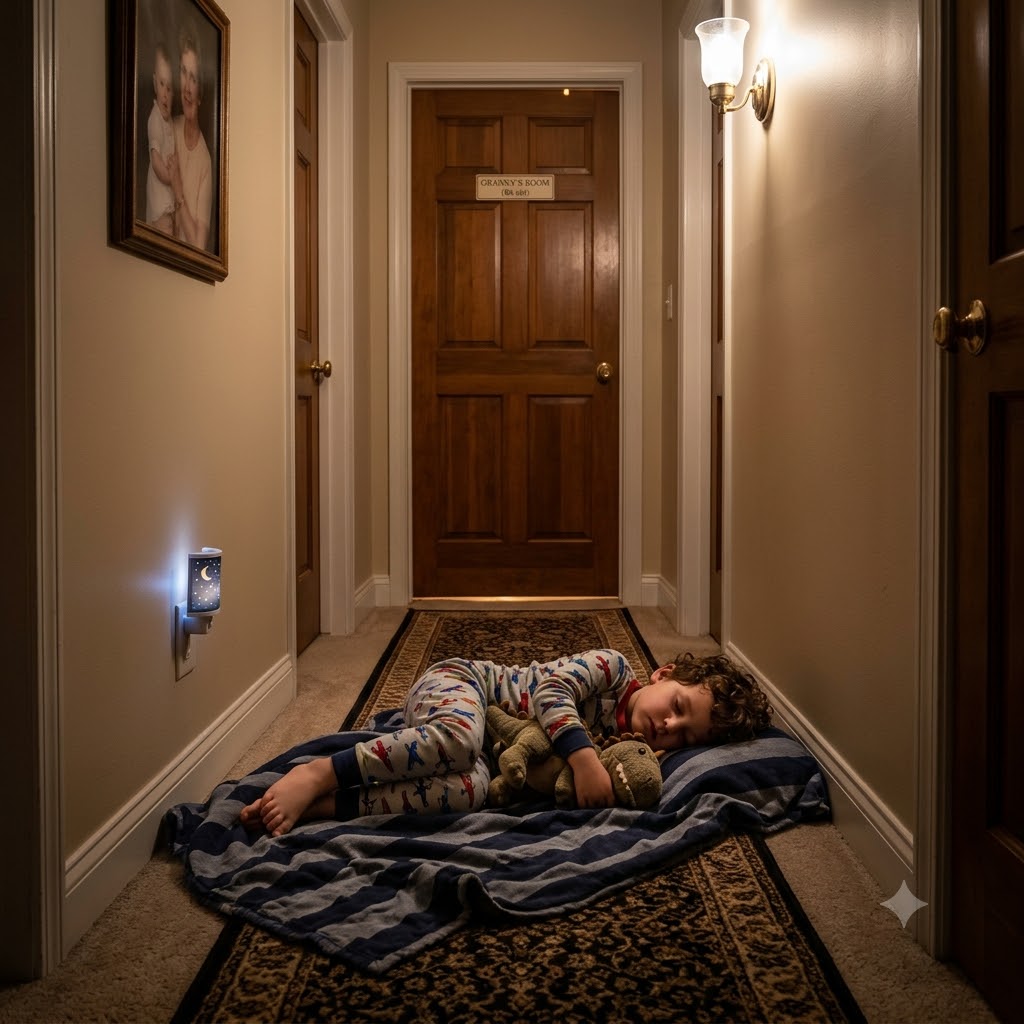 My 8-year-old son suddenly began sleeping on the floor outside Grandma’s bedroom every night. I didn’t understand why until 4 a.m., when I heard him whisper through the darkness, “I won’t let Uncle do that to Grandma again.”
